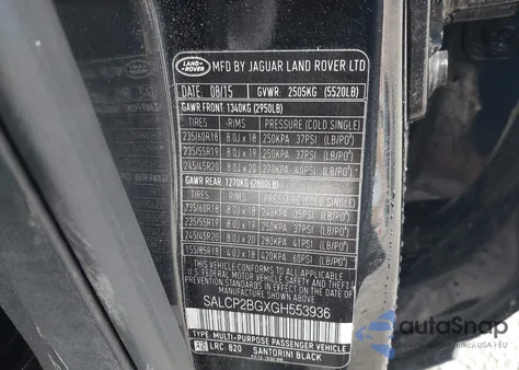 2016 Land Rover Discovery Sport Se from USA, damaged, VIN SALCP2BGXGH553936